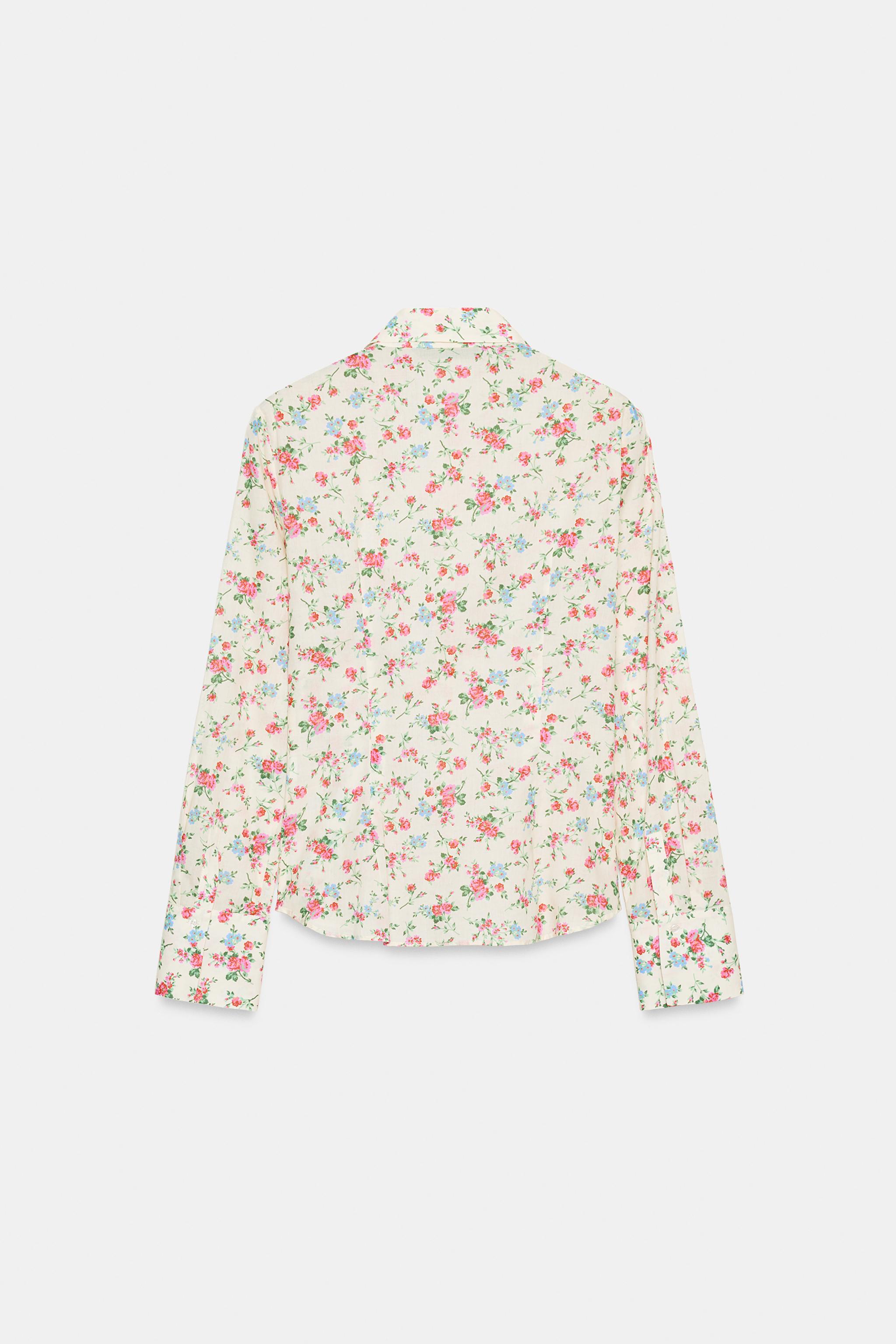 RUFFLED FLORAL PRINT SHIRT
